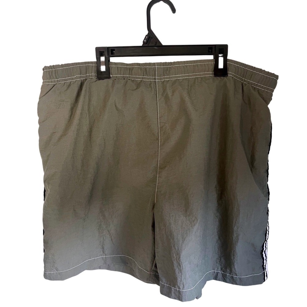 Vintage 90s KANDO Mens Olive Green Athletic Shorts Size L Side Stripe Mesh Lined